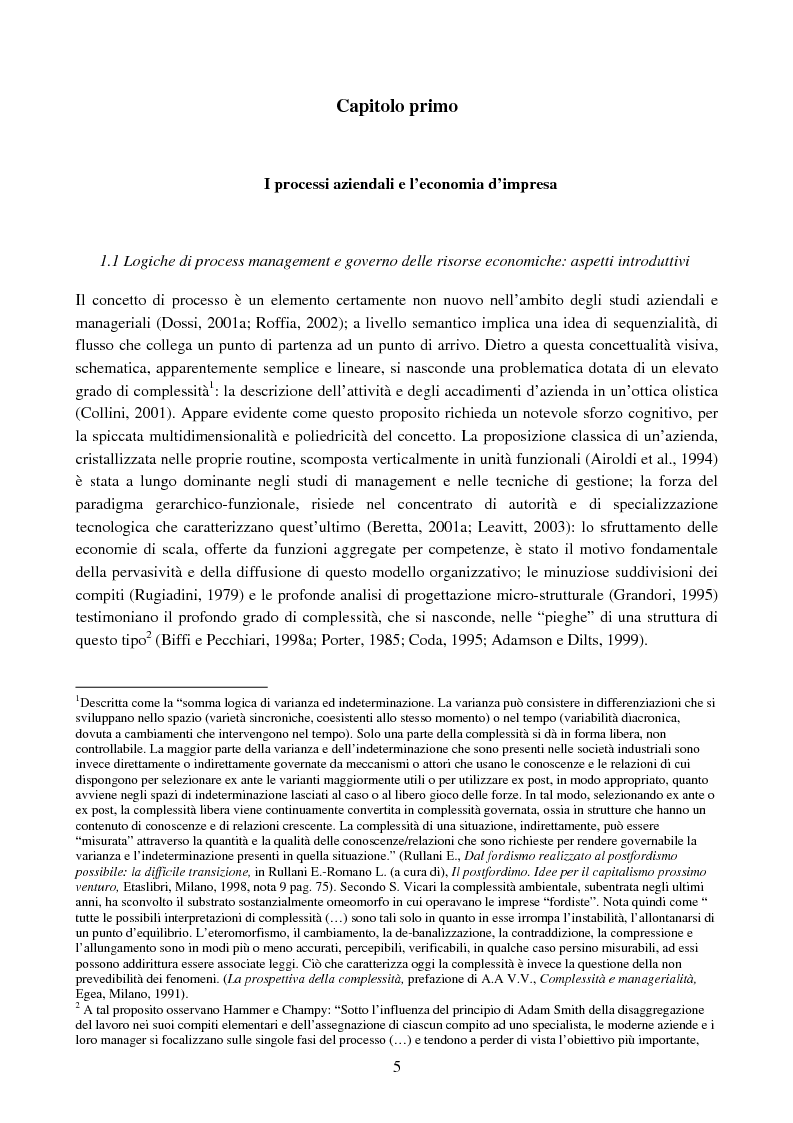 Anteprima della tesi: Cost management e orientamento ai processi.Analisi di un caso aziendale, Pagina 4