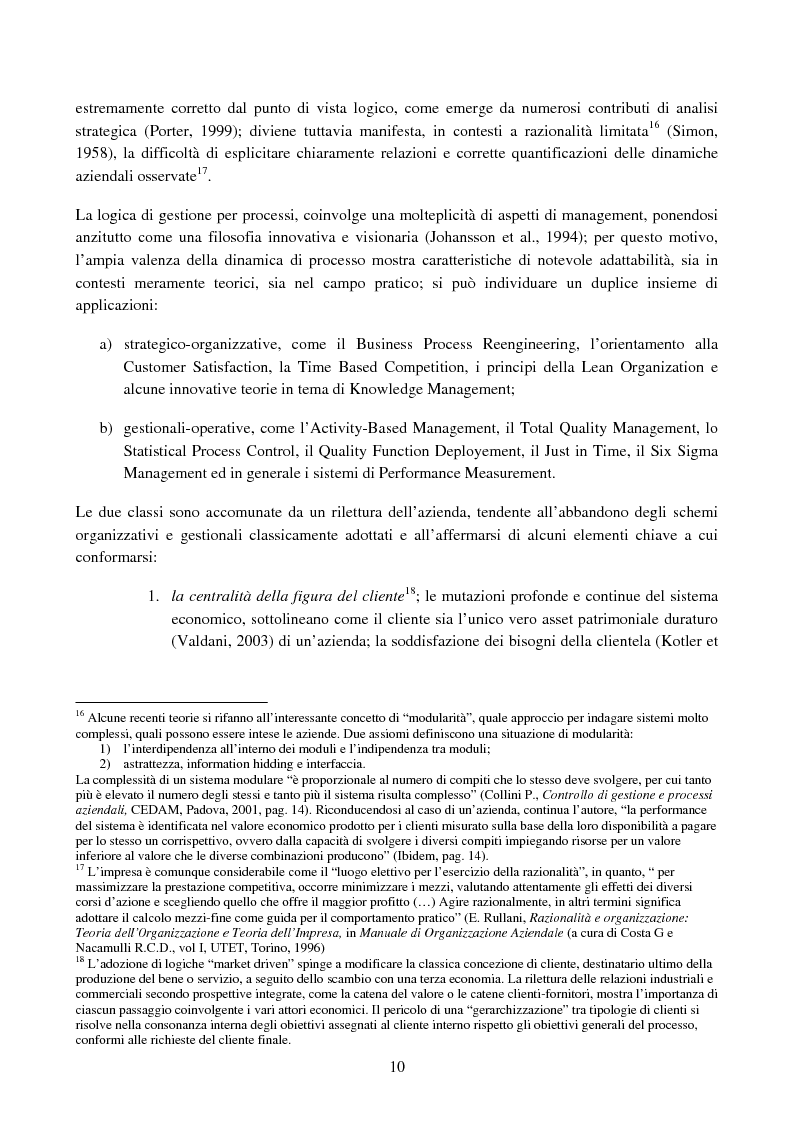 Anteprima della tesi: Cost management e orientamento ai processi.Analisi di un caso aziendale, Pagina 9