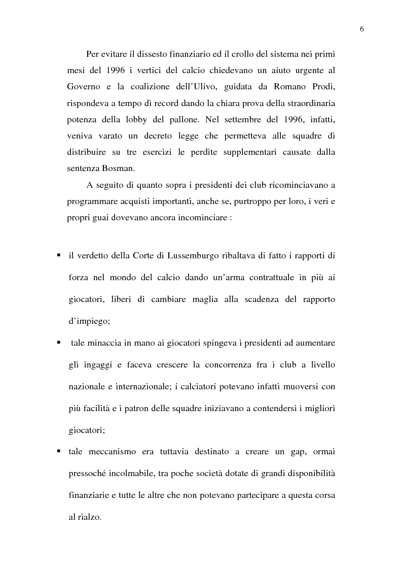 Anteprima della tesi: La crisi del calcio italiano: dal caso Lentini al decreto salva-calcio, Pagina 10
