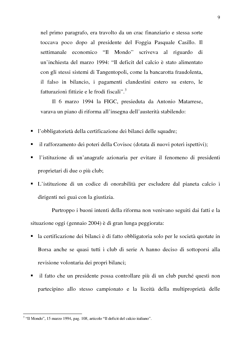 Anteprima della tesi: La crisi del calcio italiano: dal caso Lentini al decreto salva-calcio, Pagina 13