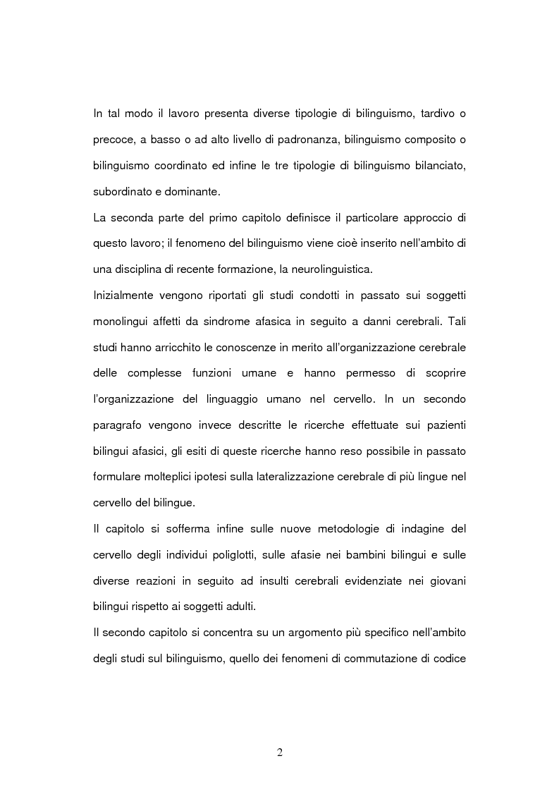 Anteprima della tesi: Il code switching: aspetti neurolinguistici, Pagina 2