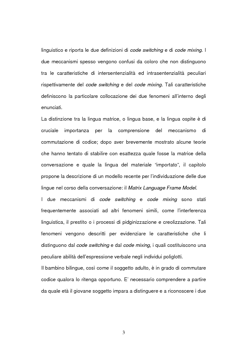 Anteprima della tesi: Il code switching: aspetti neurolinguistici, Pagina 3