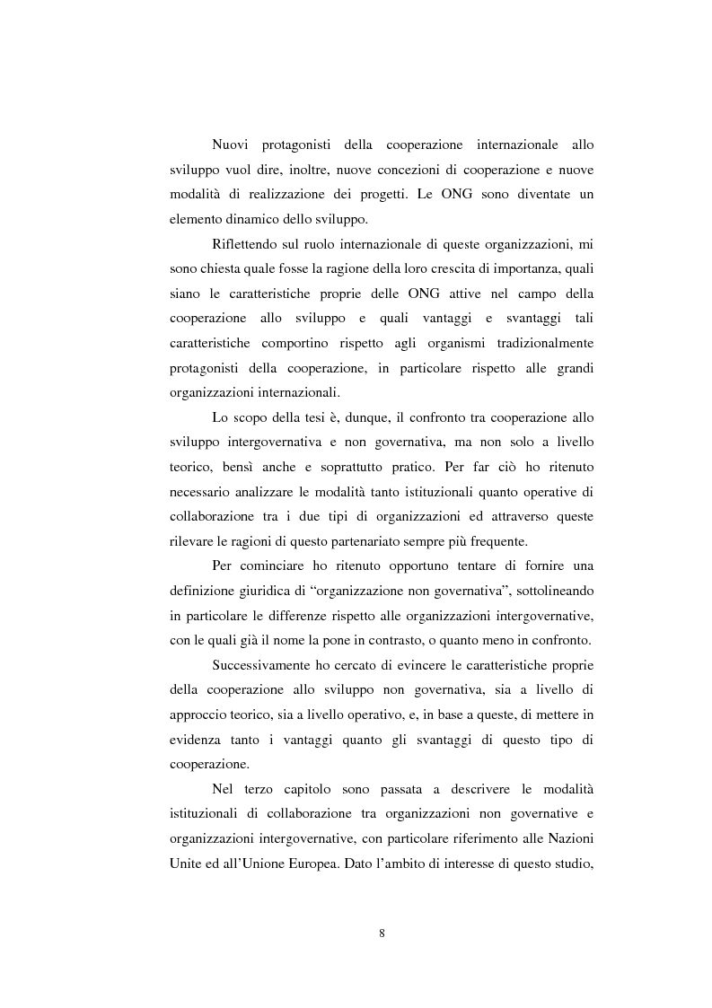Anteprima della tesi: Le organizzazioni non governative, le organizzazioni internazionali e la cooperazione allo sviluppo, Pagina 2