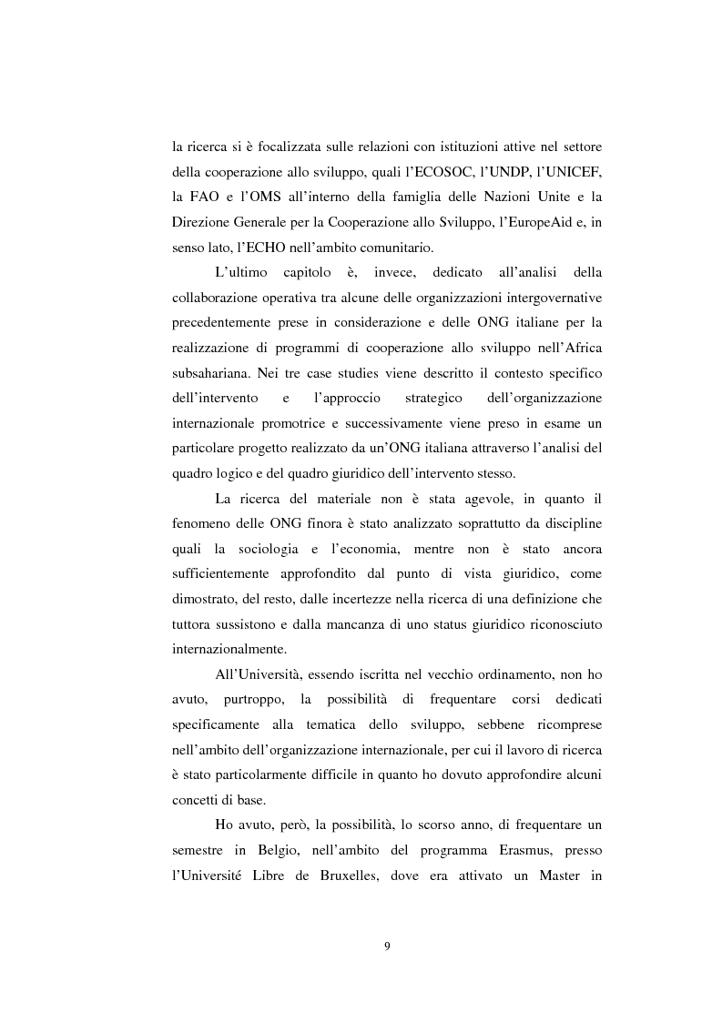 Anteprima della tesi: Le organizzazioni non governative, le organizzazioni internazionali e la cooperazione allo sviluppo, Pagina 3