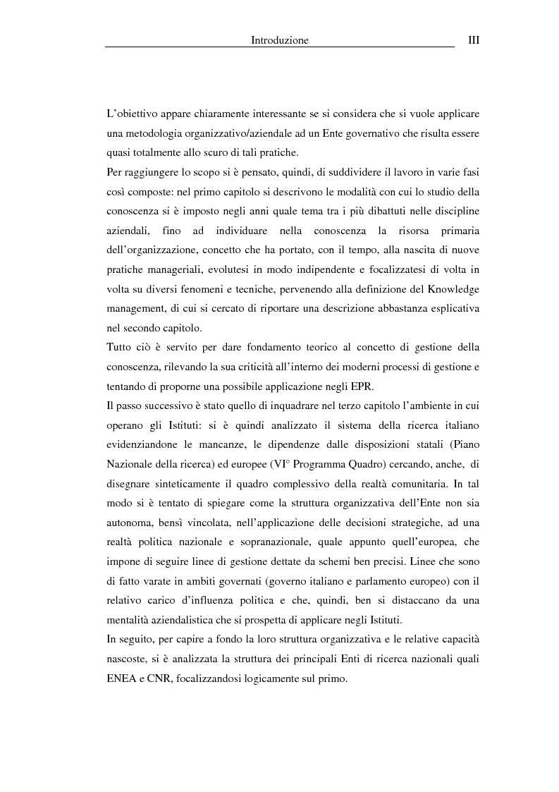Anteprima della tesi: I sistemi informativi a supporto della gestione della conoscenza negli enti di ricerca: il caso ENEA, Pagina 3