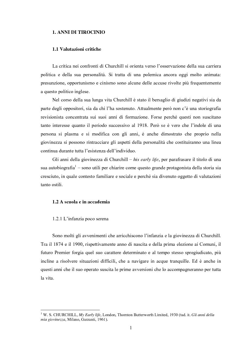 Anteprima della tesi: Winston S. Churchill: ritratto in chiaroscuro. La carriera politica attraverso la storiografia critica, Pagina 4