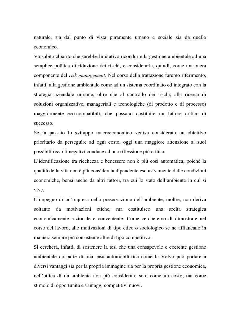 Anteprima della tesi: La gestione ambientale nel settore automobilistico: il caso del gruppo Volvo, Pagina 3