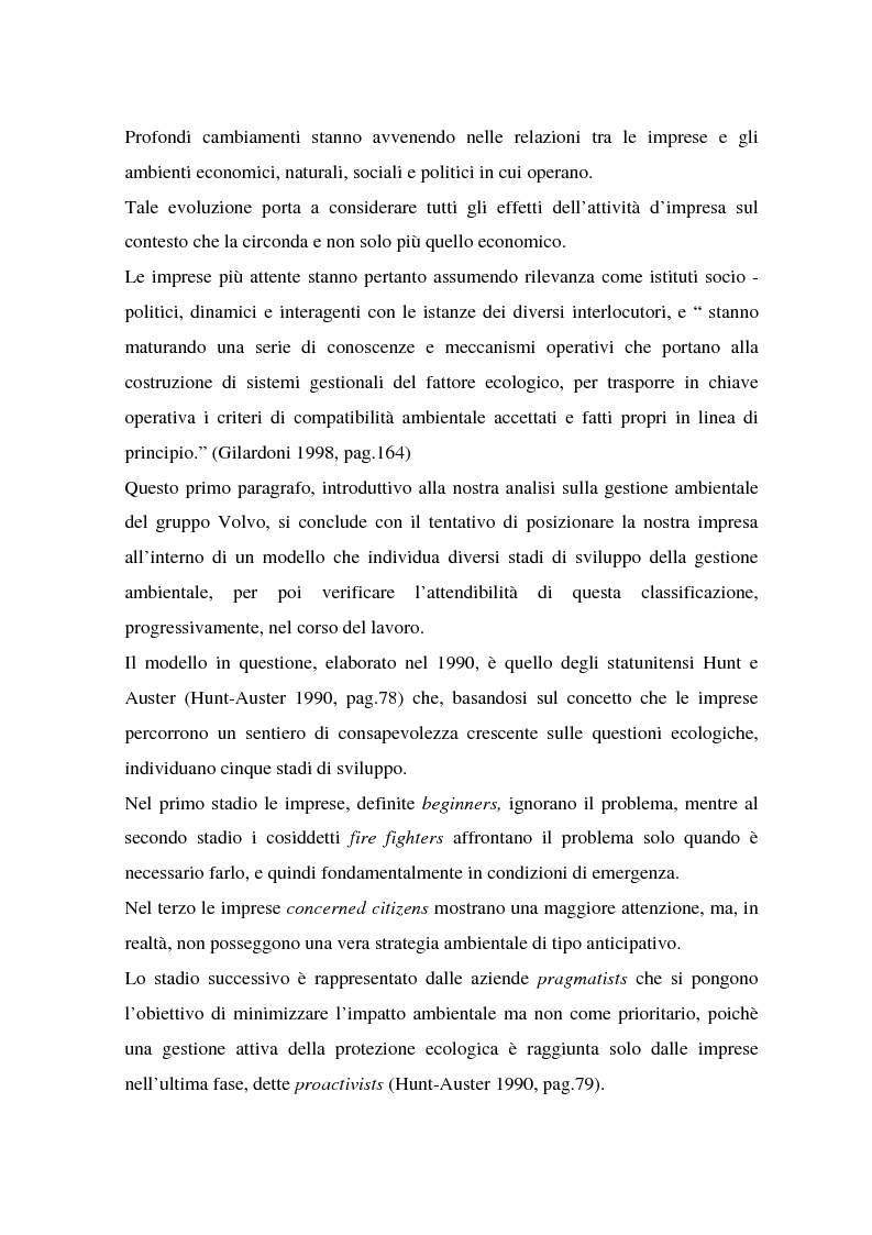 Anteprima della tesi: La gestione ambientale nel settore automobilistico: il caso del gruppo Volvo, Pagina 9