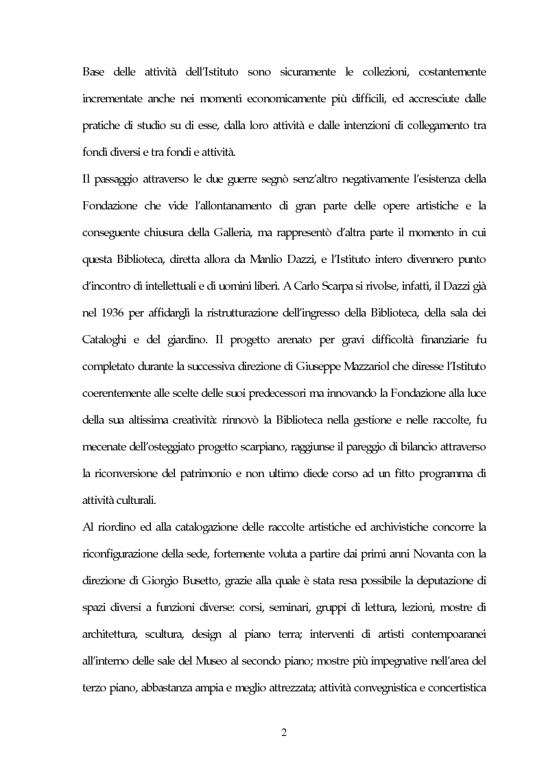 Anteprima della tesi: Il Museo Querini Stampalia da galleria patrizia a macchina della memoria. Appunti per una storia, 1869- 2004, Pagina 2