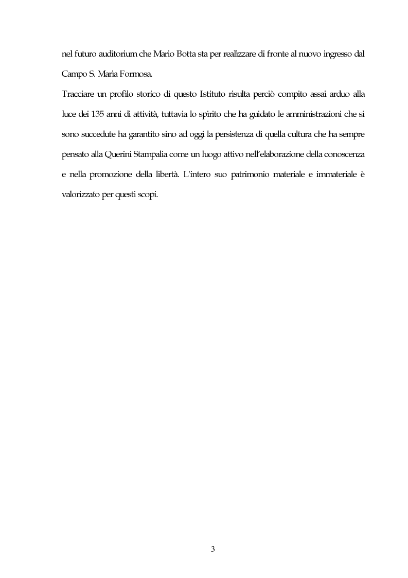 Anteprima della tesi: Il Museo Querini Stampalia da galleria patrizia a macchina della memoria. Appunti per una storia, 1869- 2004, Pagina 3