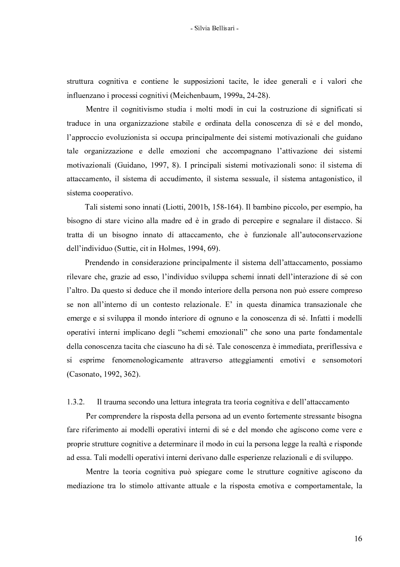 Anteprima della tesi: La flessibilità nel concetto di sé e del mondo come alternativa al disturbo da stress post-traumatico secondo la teoria cognitivo-comportamentale, Pagina 15