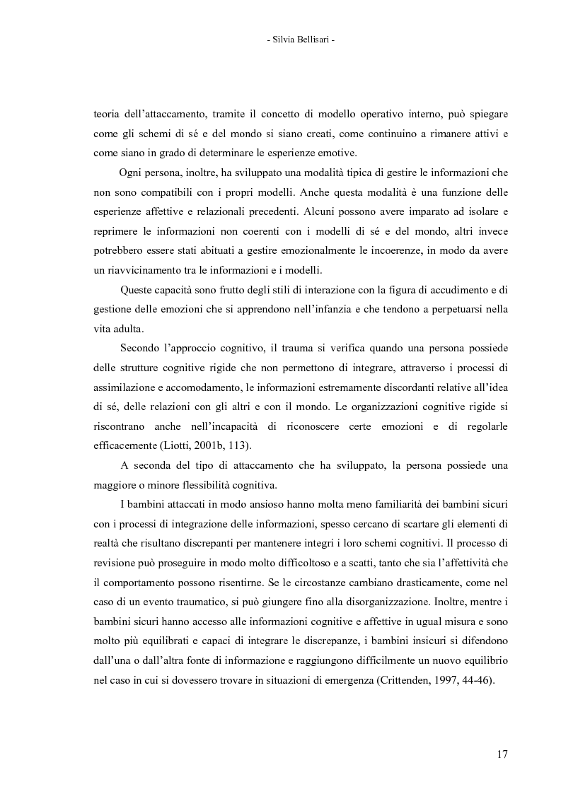 Anteprima della tesi: La flessibilità nel concetto di sé e del mondo come alternativa al disturbo da stress post-traumatico secondo la teoria cognitivo-comportamentale, Pagina 16
