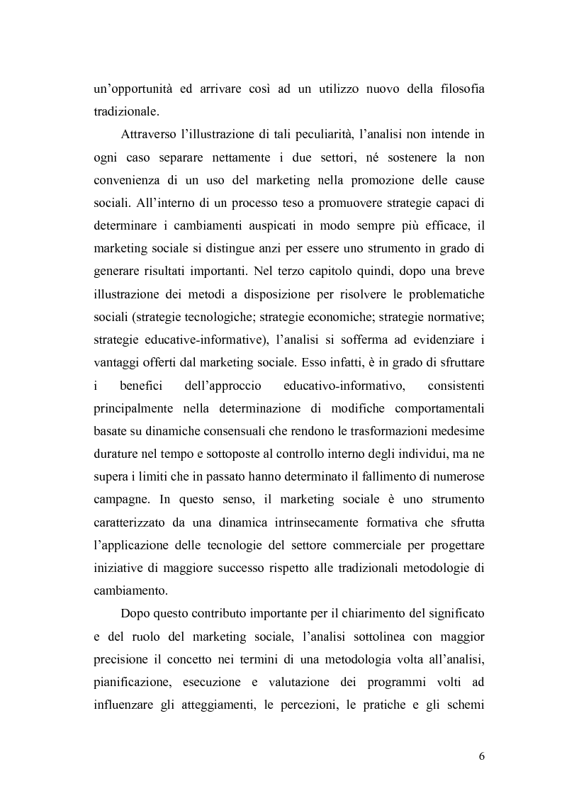 Anteprima della tesi: Il marketing sociale. Una nuova prospettiva a chi lavora per un mondo migliore, Pagina 6