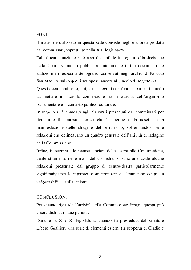 Anteprima della tesi: La Commissione Parlamentare d'inchiesta sul terrorismo in Italia e sulle cause della mancata individuazione dei responsabili delle stragi, Pagina 3