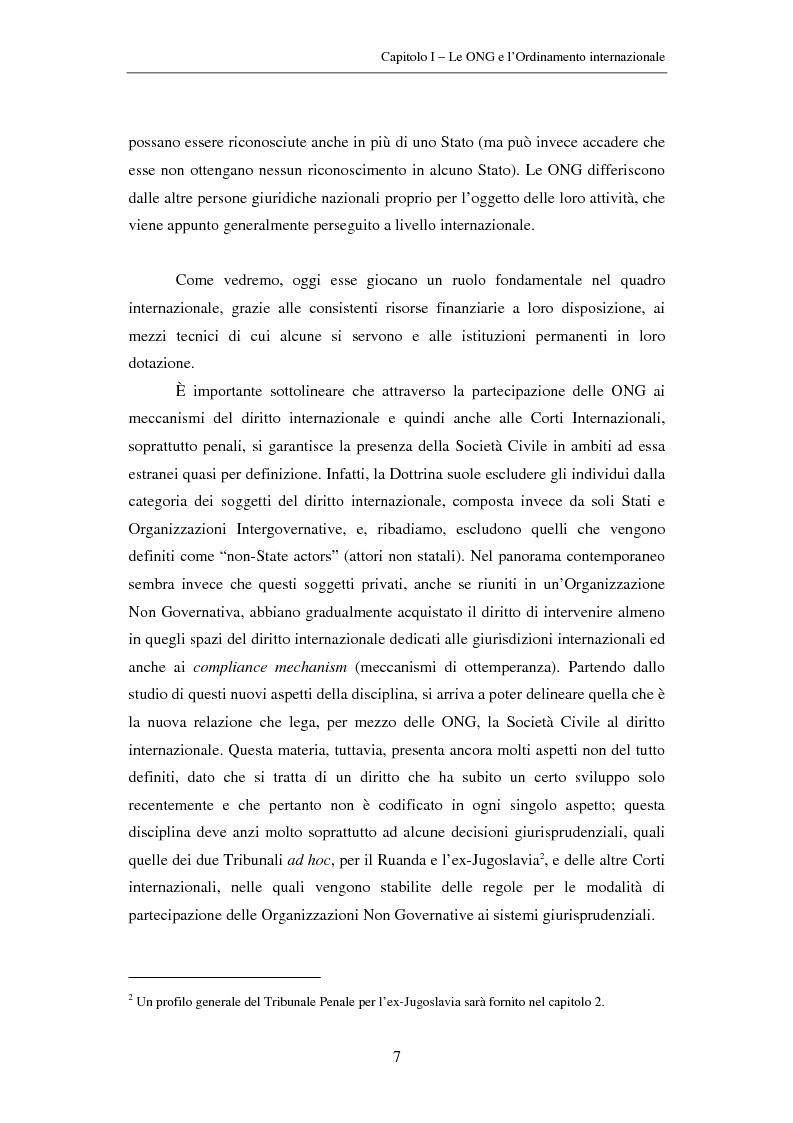 Anteprima della tesi: Il ruolo delle Organizzazioni Non Governative nel sistema del Tribunale Penale Internazionale per i crimini commessi nel territorio dell'ex Jugoslavia, Pagina 7