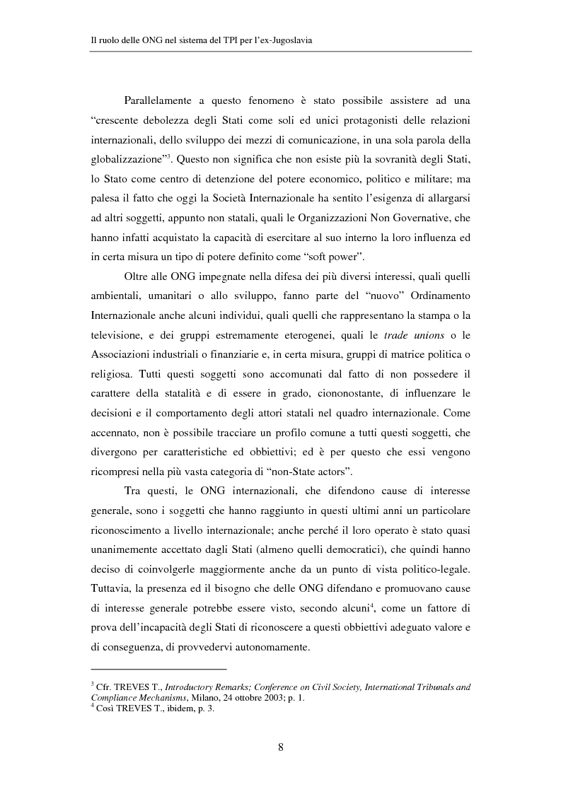 Anteprima della tesi: Il ruolo delle Organizzazioni Non Governative nel sistema del Tribunale Penale Internazionale per i crimini commessi nel territorio dell'ex Jugoslavia, Pagina 8