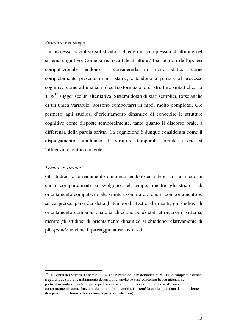 Anteprima della tesi: Agenti cognitivi incorporati. La prospettiva dei sistemi dinamici, Pagina 13