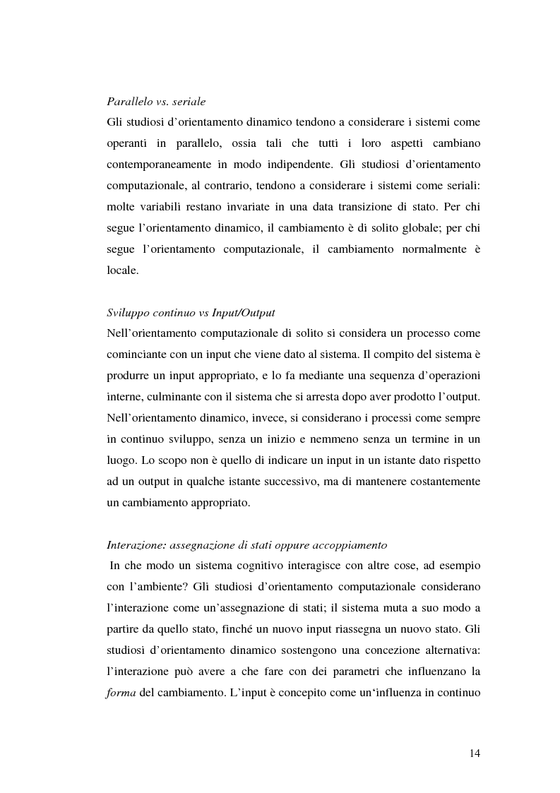 Anteprima della tesi: Agenti cognitivi incorporati. La prospettiva dei sistemi dinamici, Pagina 14