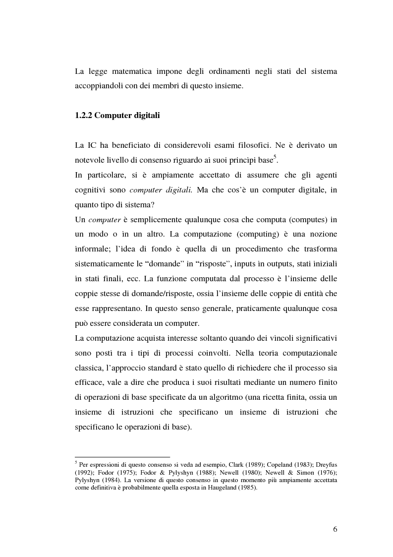 Anteprima della tesi: Agenti cognitivi incorporati. La prospettiva dei sistemi dinamici, Pagina 6