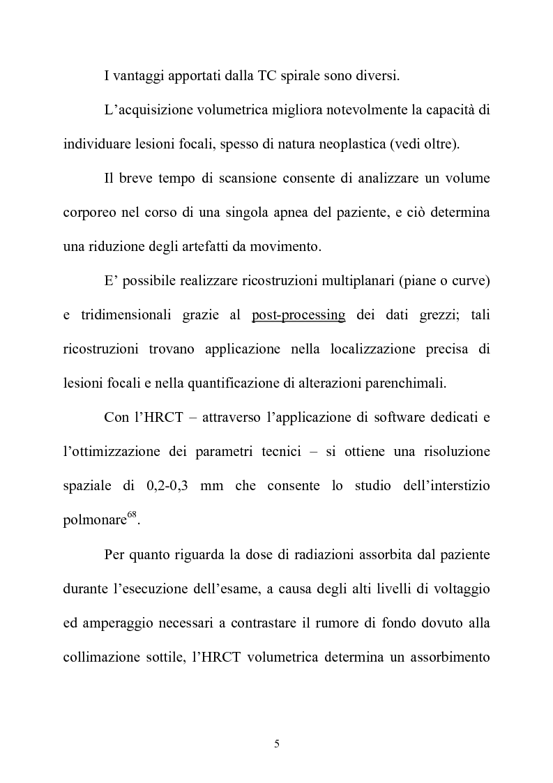 Anteprima della tesi: TC spirale ad alta risoluzione nello studio del parenchima polmonare, Pagina 5