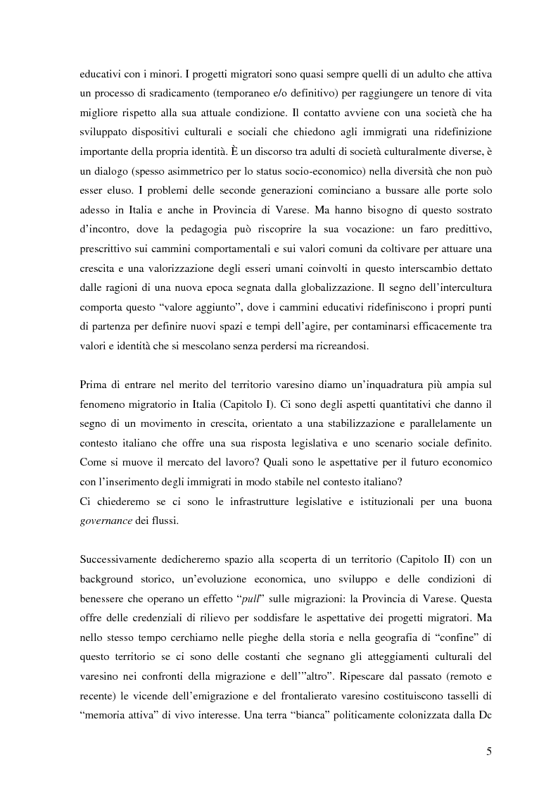 Anteprima della tesi: Politiche dell'immigrazione, modelli d'integrazione e prospettive interculturali in Provincia di Varese, Pagina 2