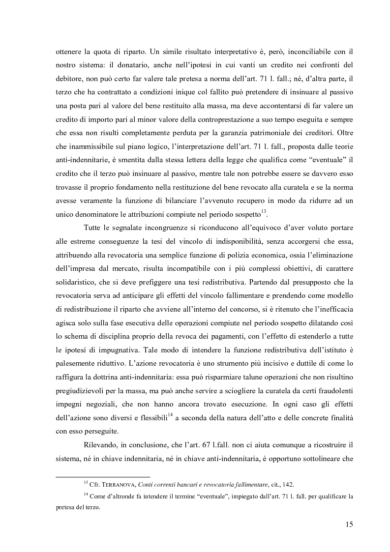 Anteprima della tesi: Orientamenti giurisprudenziali in tema di revocatoria fallimentare delle rimesse bancarie, Pagina 11