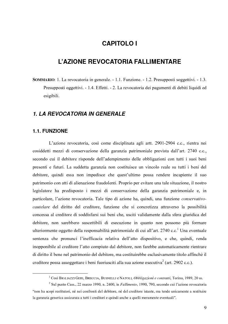 Anteprima della tesi: Orientamenti giurisprudenziali in tema di revocatoria fallimentare delle rimesse bancarie, Pagina 5