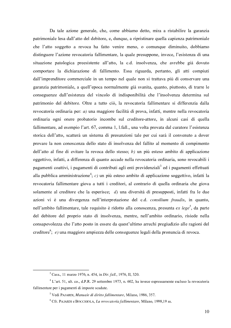 Anteprima della tesi: Orientamenti giurisprudenziali in tema di revocatoria fallimentare delle rimesse bancarie, Pagina 6