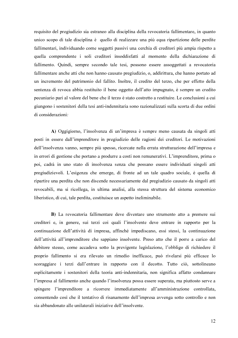 Anteprima della tesi: Orientamenti giurisprudenziali in tema di revocatoria fallimentare delle rimesse bancarie, Pagina 8