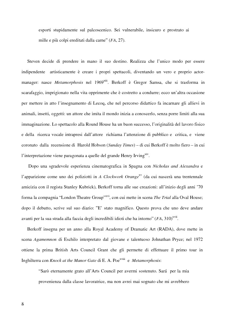 Anteprima della tesi: Ricerca e provocazione come vie della fabbrica teatrale: il percorso artistico di Steven Berkoff, Pagina 10
