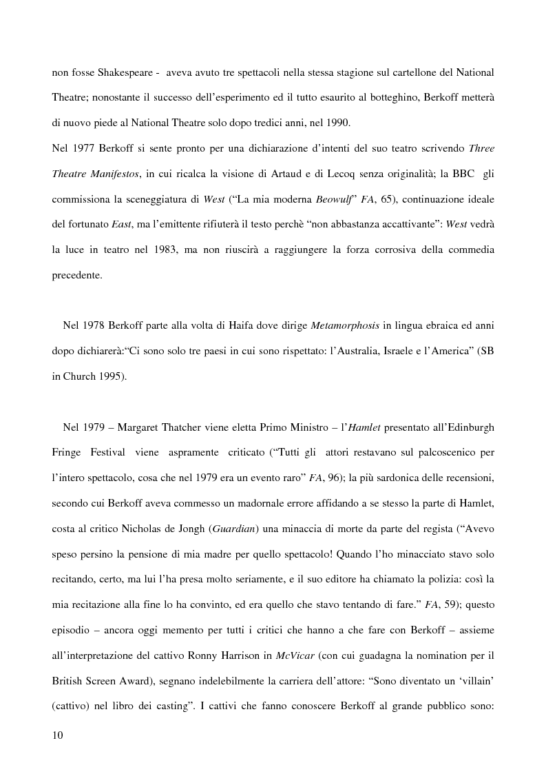 Anteprima della tesi: Ricerca e provocazione come vie della fabbrica teatrale: il percorso artistico di Steven Berkoff, Pagina 12