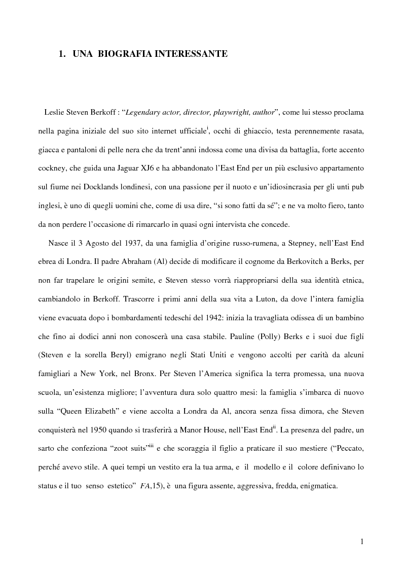 Anteprima della tesi: Ricerca e provocazione come vie della fabbrica teatrale: il percorso artistico di Steven Berkoff, Pagina 3