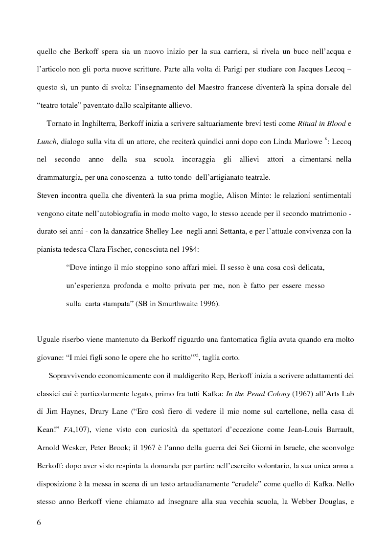Anteprima della tesi: Ricerca e provocazione come vie della fabbrica teatrale: il percorso artistico di Steven Berkoff, Pagina 8