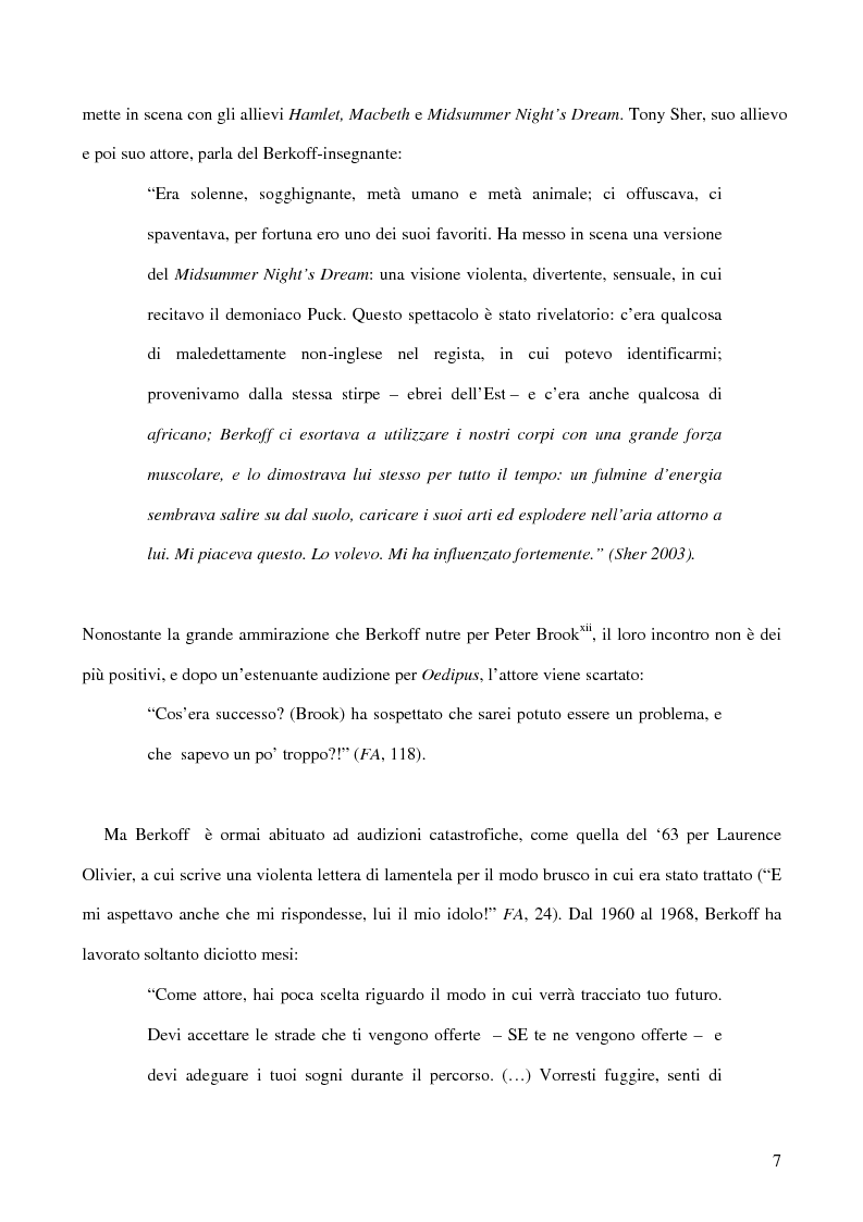 Anteprima della tesi: Ricerca e provocazione come vie della fabbrica teatrale: il percorso artistico di Steven Berkoff, Pagina 9