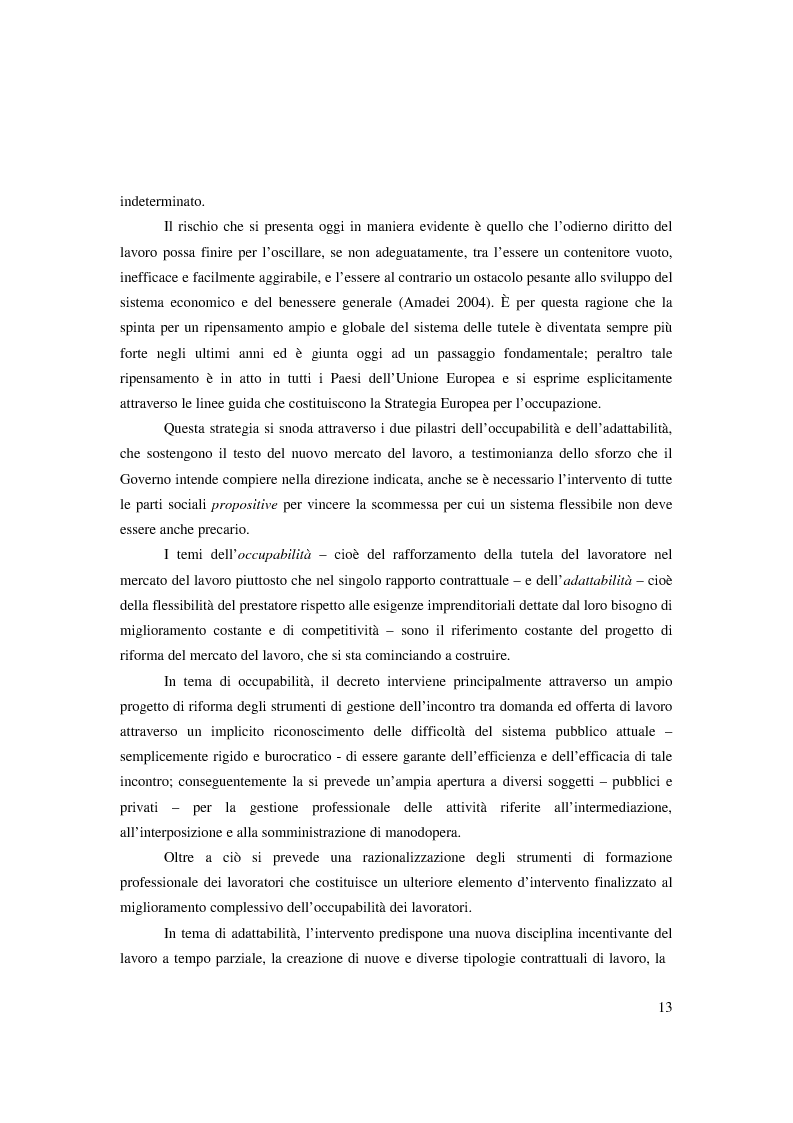 Anteprima della tesi: Riforma ''Biagi''. Titolo V. Tipologie contrattuali a orario ridotto, modulato o flessibile: lavoro intermittente, ripartito e a tempo parziale., Pagina 7