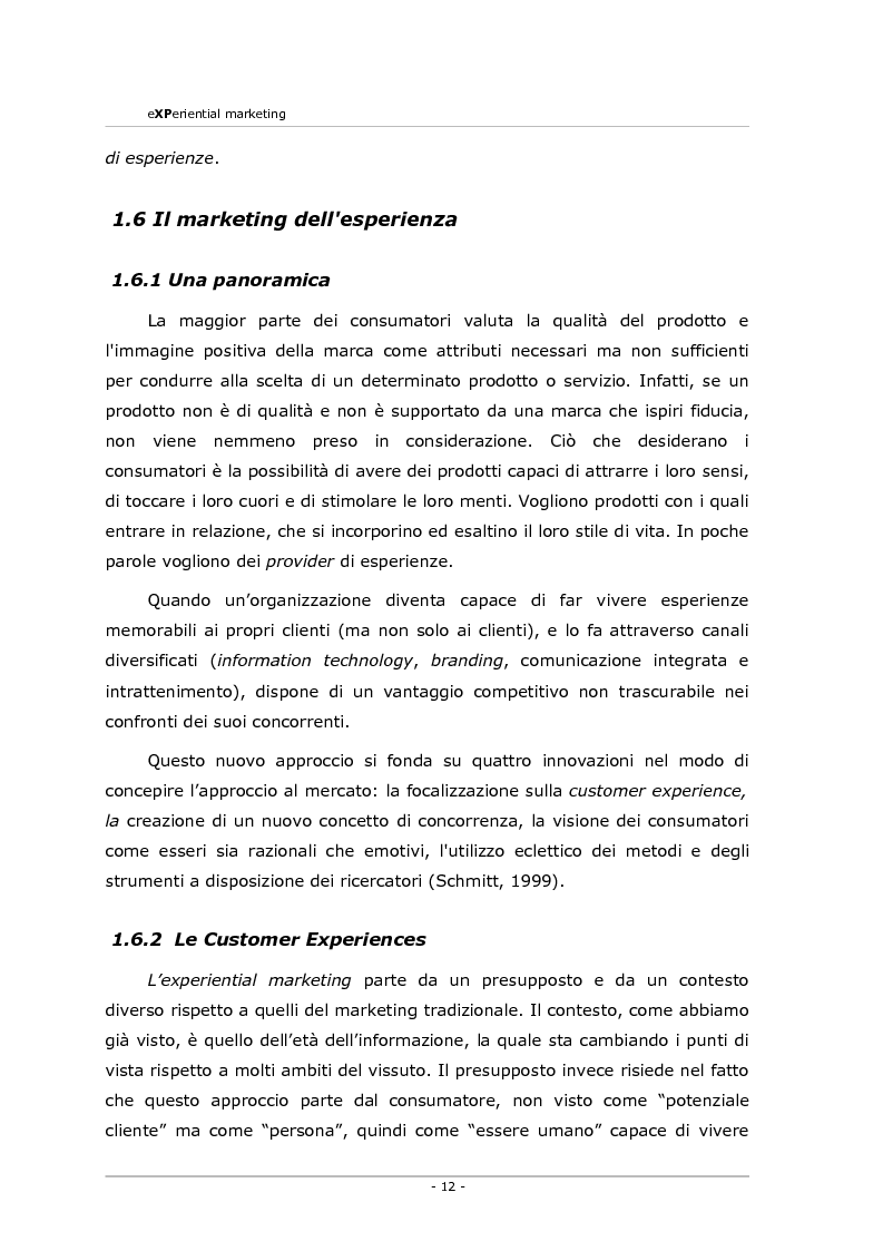 Anteprima della tesi: Experiential marketing. Un'esperienza nel settore dell'arredamento., Pagina 10