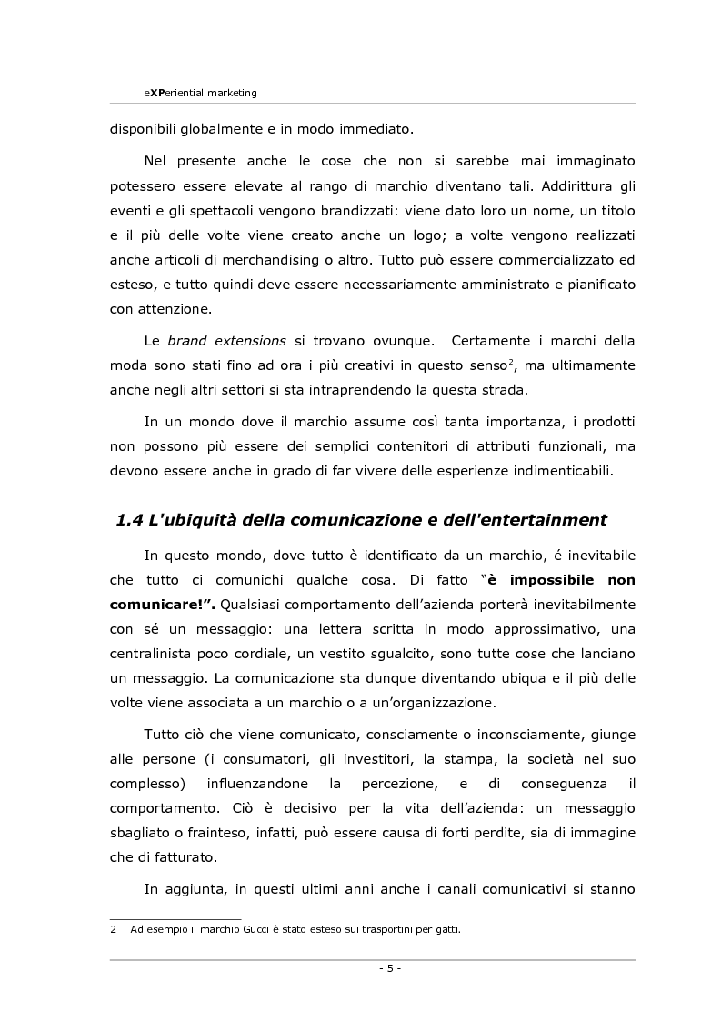 Anteprima della tesi: Experiential marketing. Un'esperienza nel settore dell'arredamento., Pagina 3