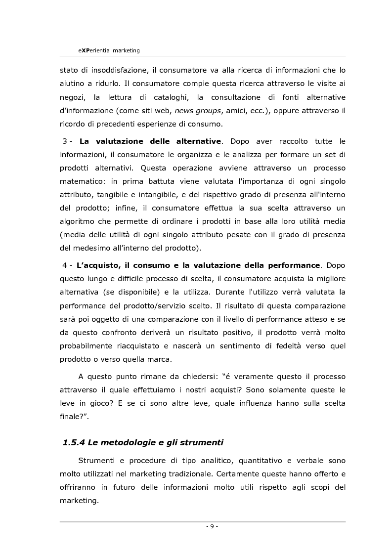 Anteprima della tesi: Experiential marketing. Un'esperienza nel settore dell'arredamento., Pagina 7