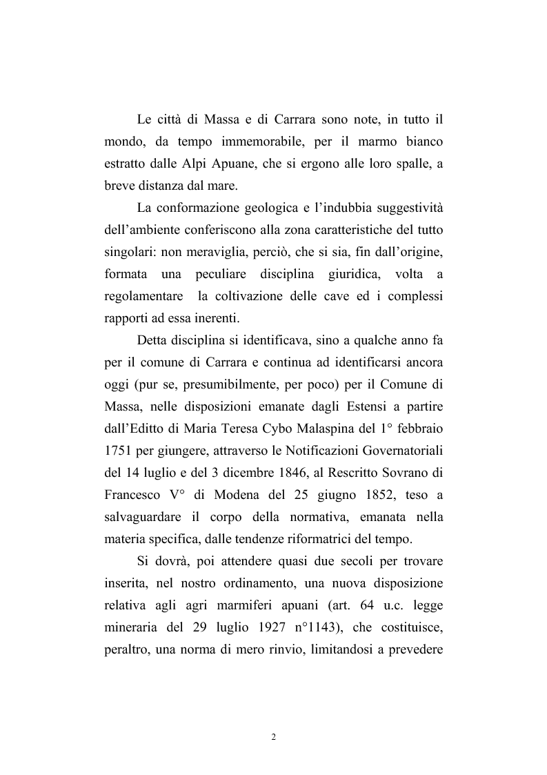 Anteprima della tesi: Disciplina giuridica degli agri marmiferi, Pagina 2