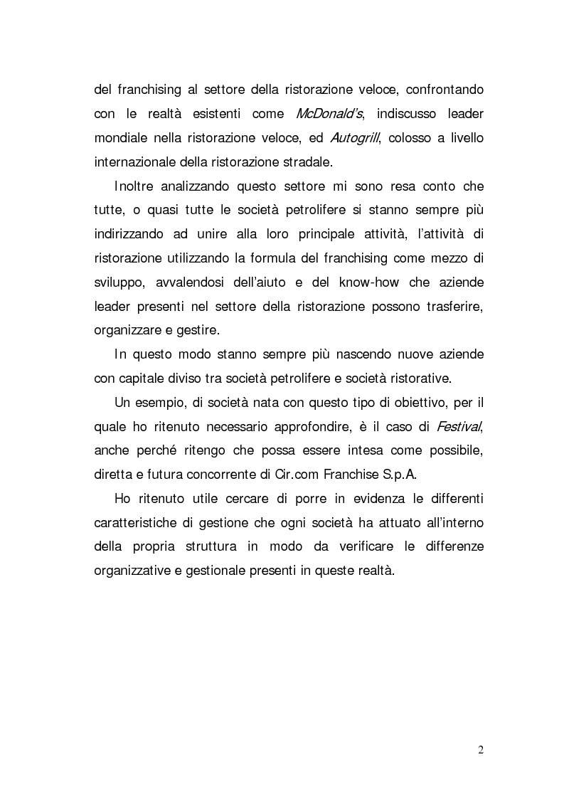 Anteprima della tesi: Verifica di fattibilità di un progetto industriale in franchising. Il caso aziendale CIR.COM Franchises S.p.A., Pagina 2