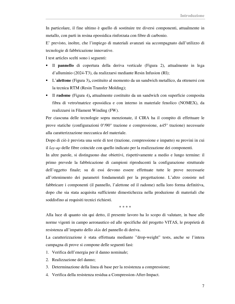 Anteprima della tesi: Caratterizzazione del comportamento all'impatto di un componente aeronautico realizzato in materiale composito, Pagina 2