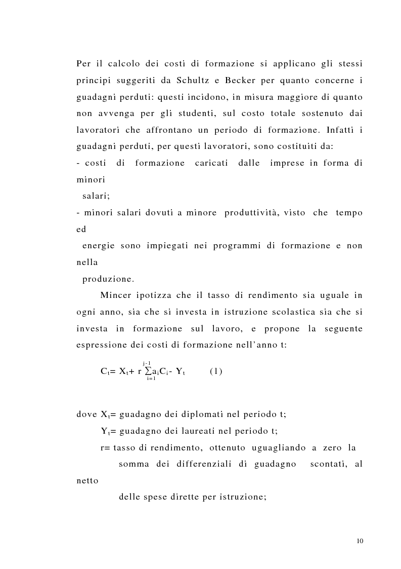 Anteprima della tesi: Teoria del capitale umano e offerta pubblica di istruzione, Pagina 10