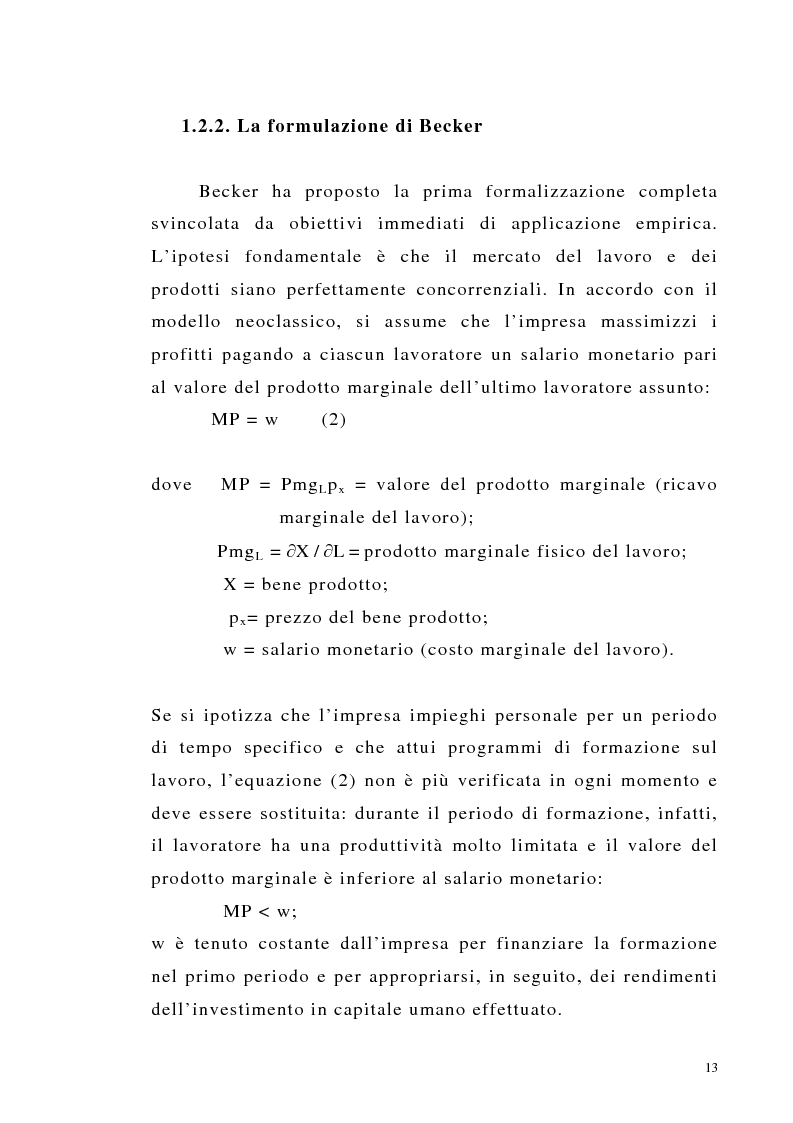Anteprima della tesi: Teoria del capitale umano e offerta pubblica di istruzione, Pagina 13
