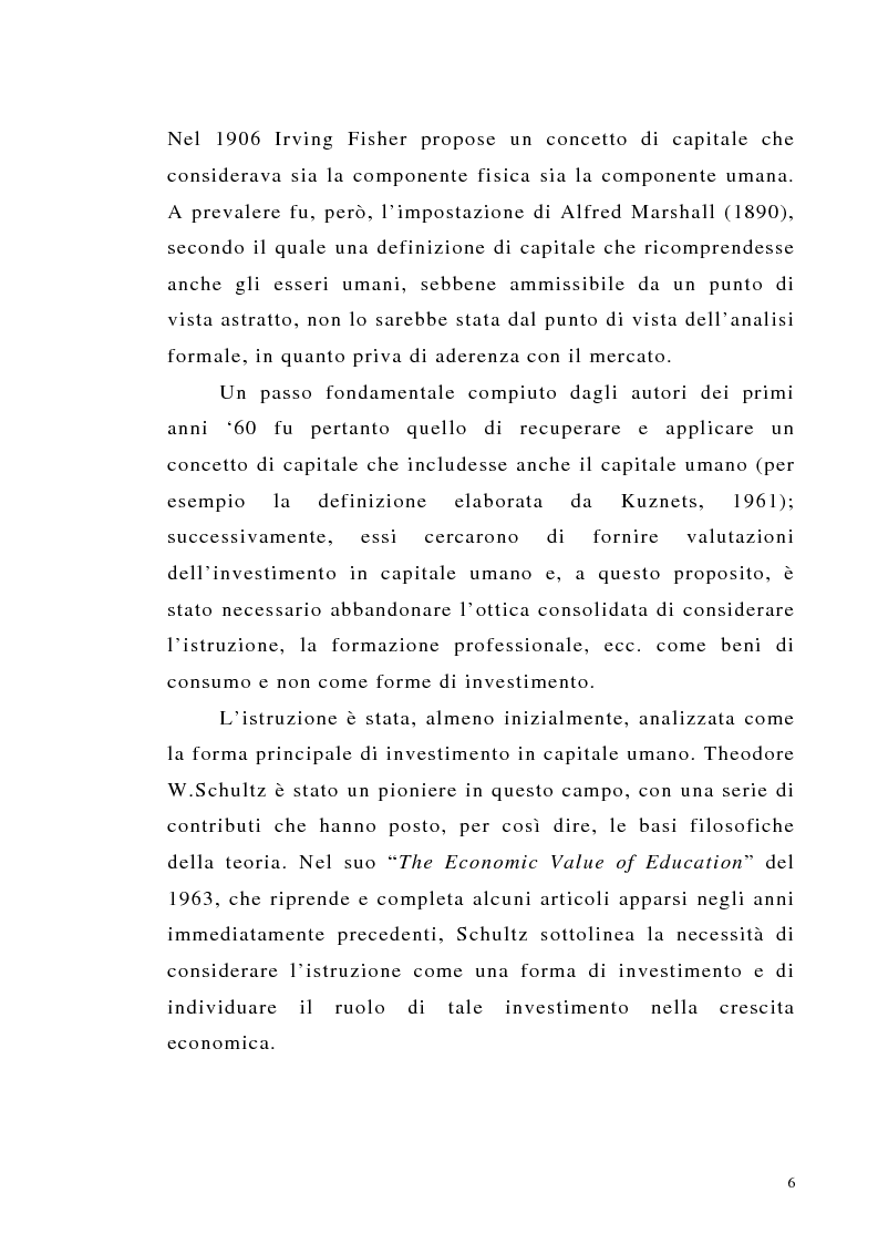 Anteprima della tesi: Teoria del capitale umano e offerta pubblica di istruzione, Pagina 6