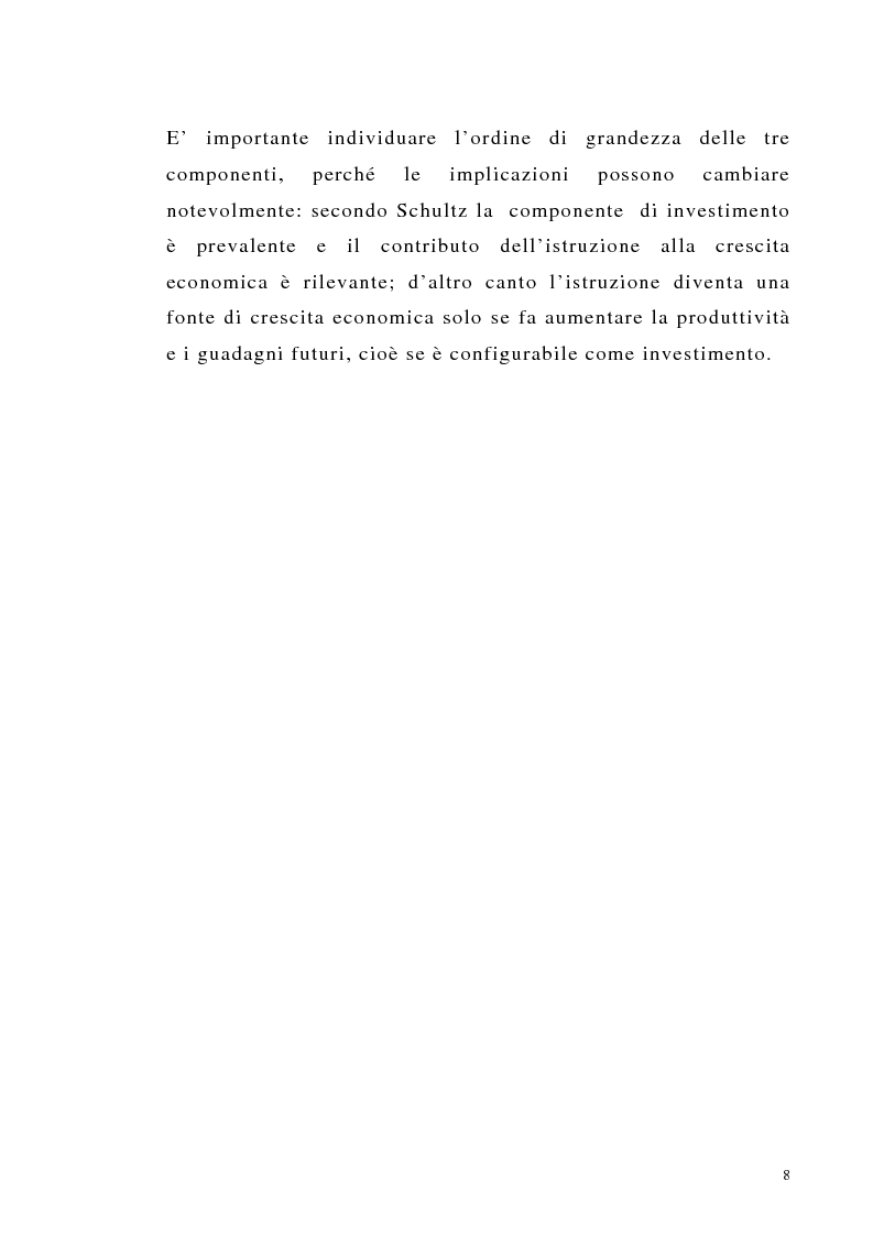 Anteprima della tesi: Teoria del capitale umano e offerta pubblica di istruzione, Pagina 8