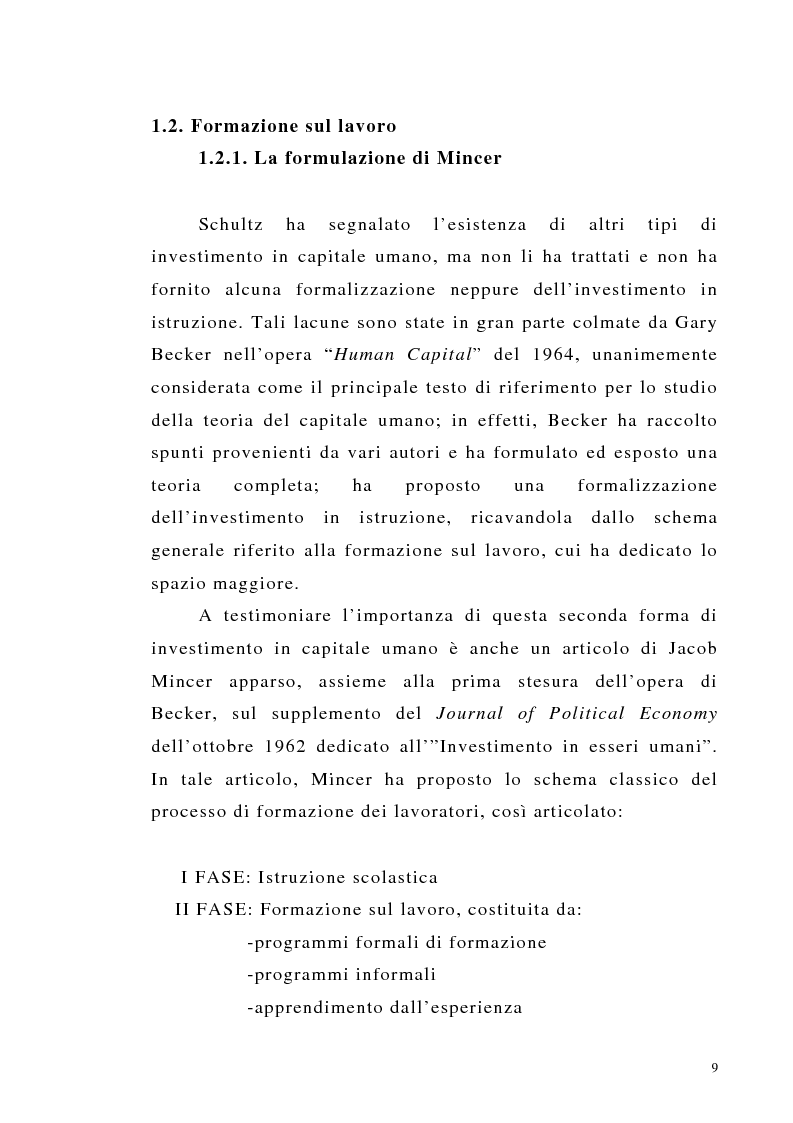 Anteprima della tesi: Teoria del capitale umano e offerta pubblica di istruzione, Pagina 9