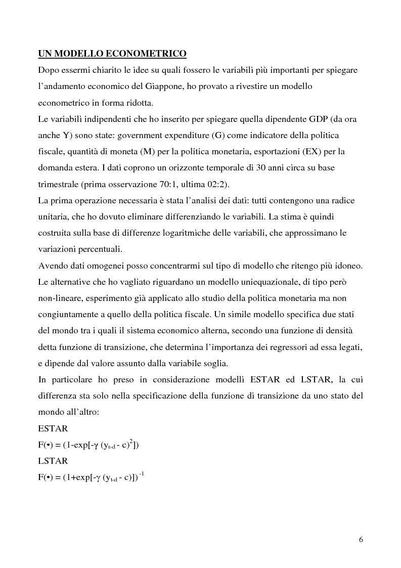 Anteprima della tesi: Le politiche economiche giapponesi negli ultimi trent'anni: un'analisi econometrica, Pagina 6
