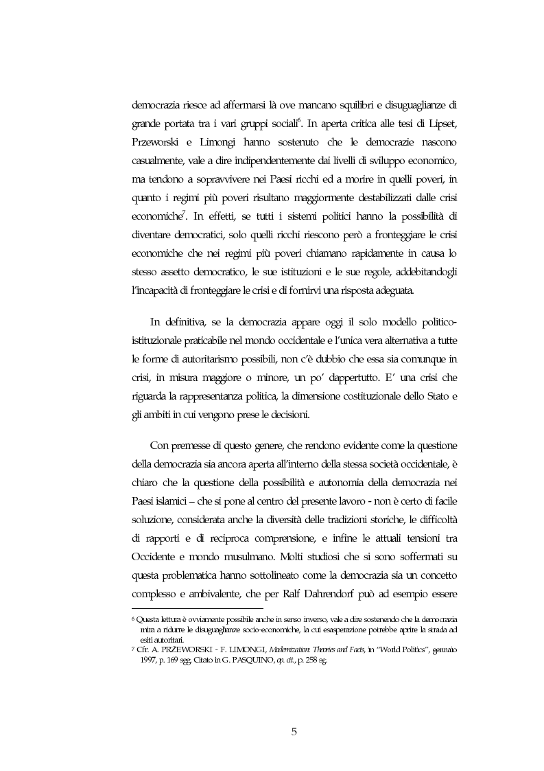 Anteprima della tesi: Possibilita' ed autonomia della democrazia nei paesi islamici, Pagina 5