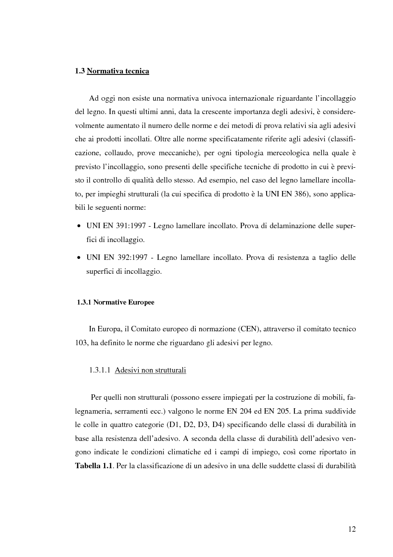 Anteprima della tesi: Prove di incollaggio per legno lamellare di Robinia Pseudoacacia L. destinato all'impiego in ambiente esterno, Pagina 12