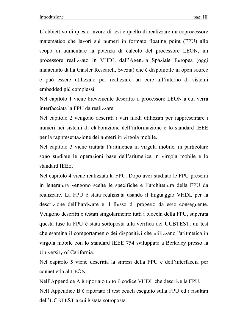 Anteprima della tesi: Progettazione VLSI di un coprocessore matematico per sistemi embedded, Pagina 3